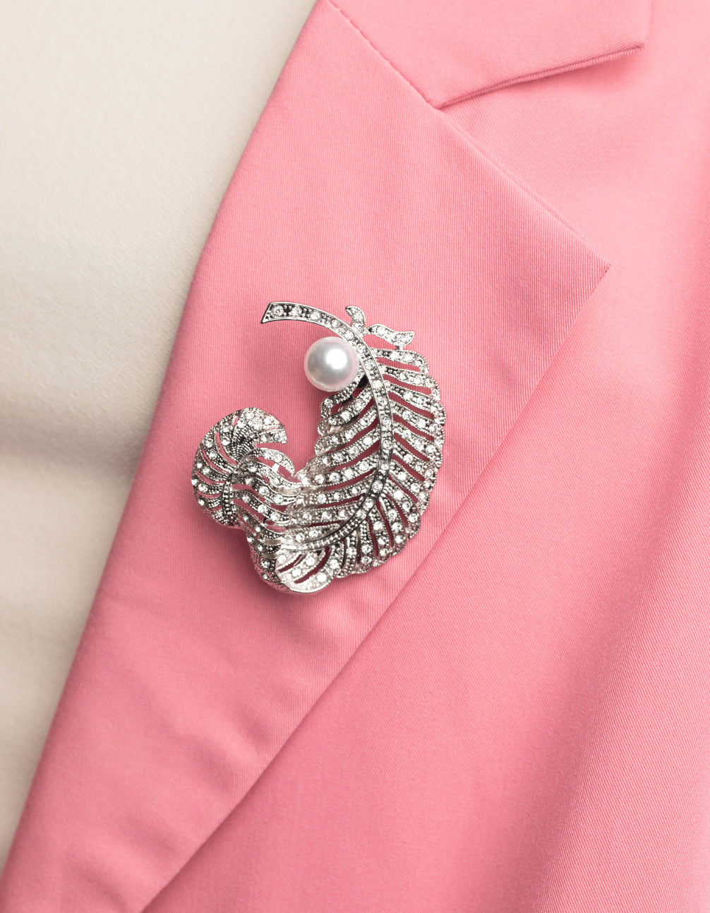 Silver Butterfly & Pearl Brooch