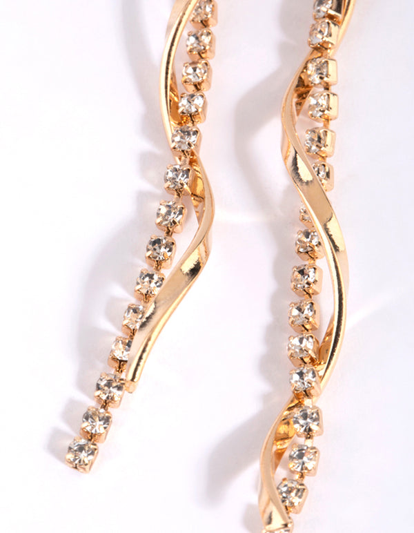 Gold Diamante Drop Earrings
