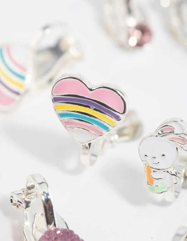 Kids Bunny Love Clip On Earrings