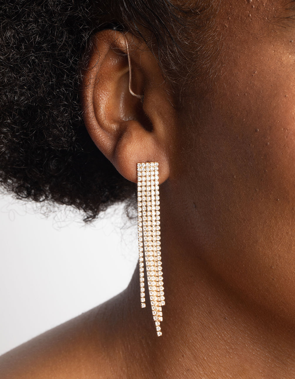 Gold Cubic Zirconia Fringe Drop Earrings