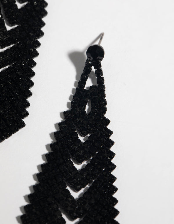 Matte Black Diamante Earrings