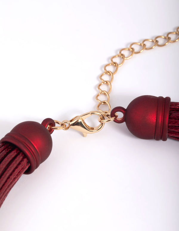 Matte Red Cord Layered Necklace