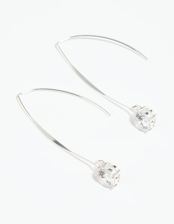 Silver Diamante Thread Through Drop Earrings