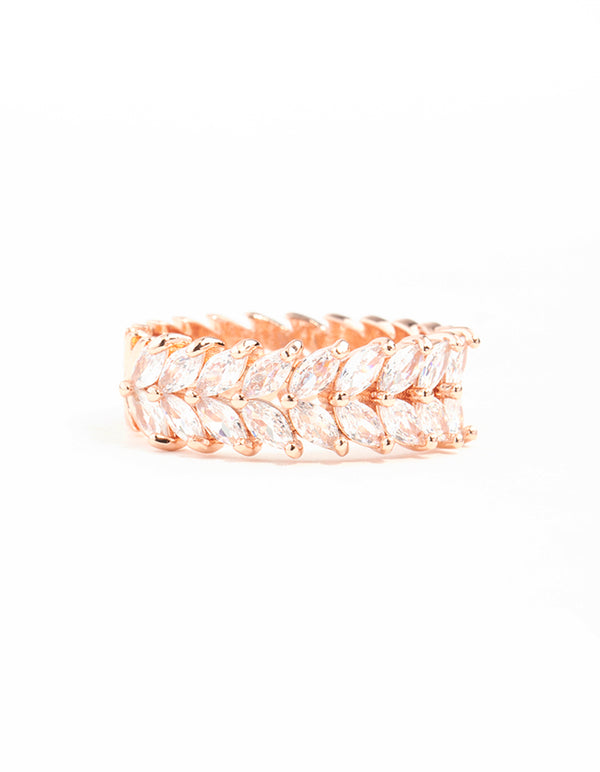 Rose Gold Plated Cubic Zirconia Navette Ring