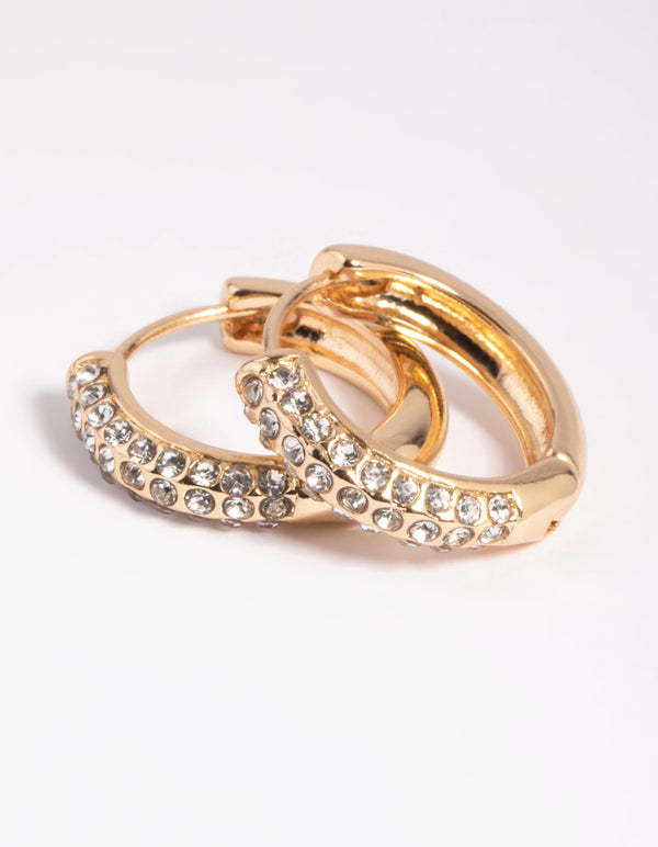 Gold Diamante Huggie Hoop Earrings