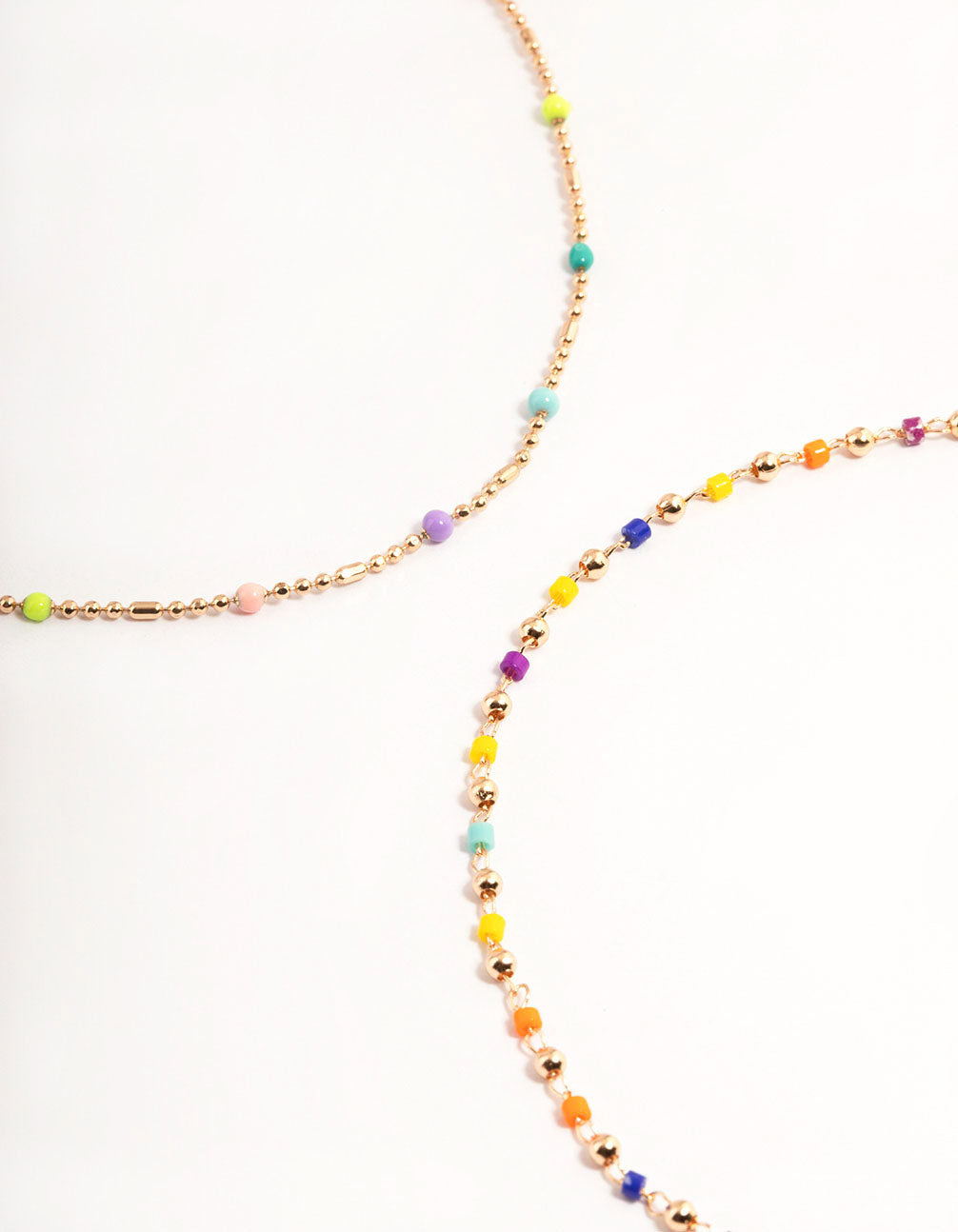 Gold Bright Bead Anklet Pack