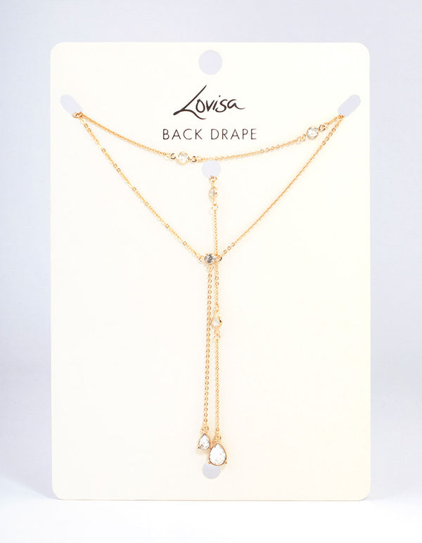 Gold Teardrop Diamante Back Drape