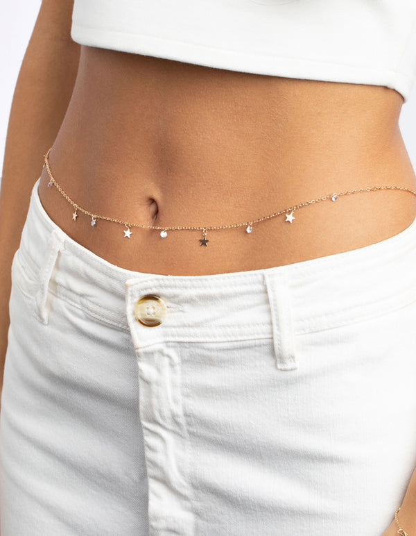 Gold Star & Diamante Waist Chain