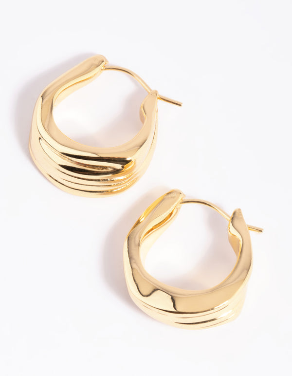 Gold Plated Molten Hoop Earrings