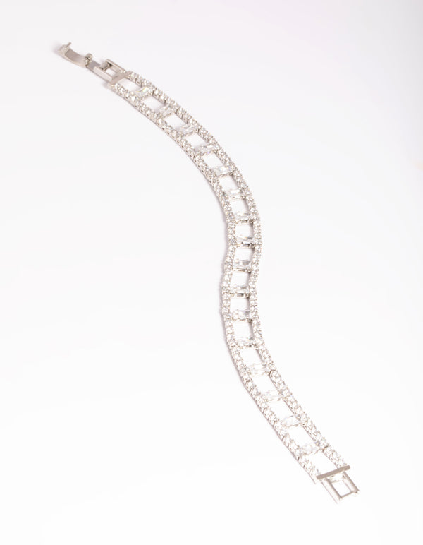 Silver Cubic Zirconia Ladder Bracelet