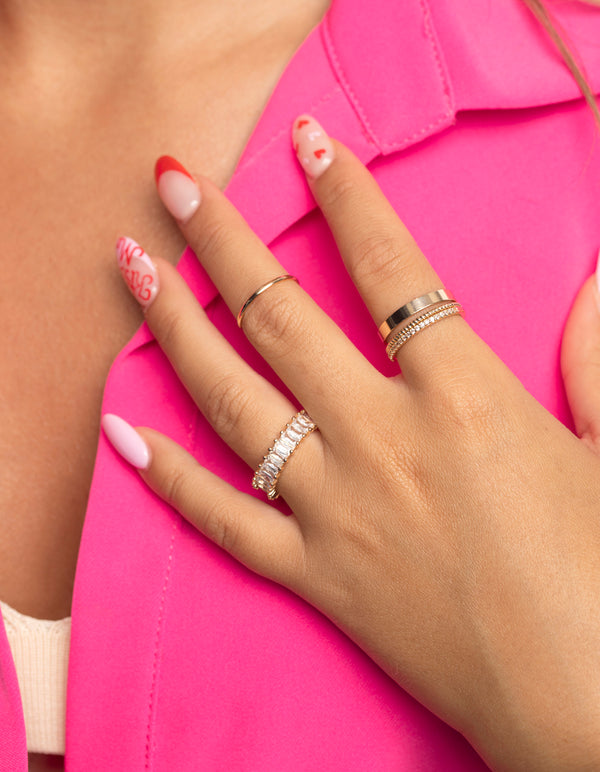 Gold Cubic Zirconia Baguette Ring