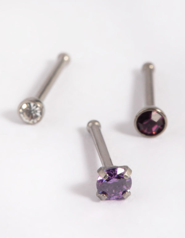 Titanium Rainbow Crystal Nose Studs