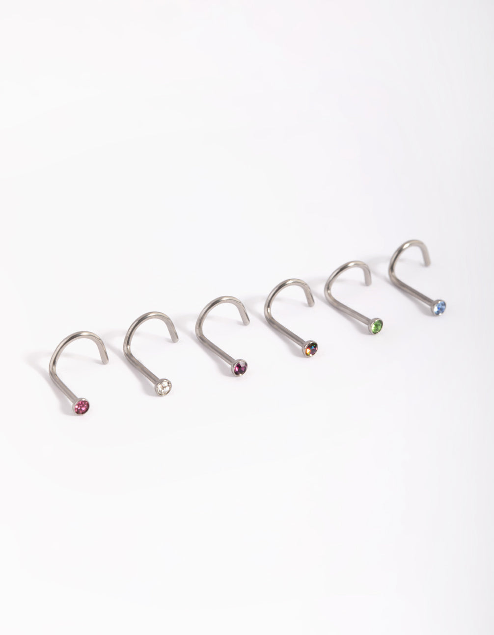 Surgical Steel Rainbow Diamante Nose Studs