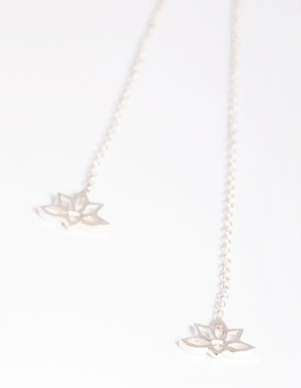 Sterling Silver Lotus Thread Through Earrings