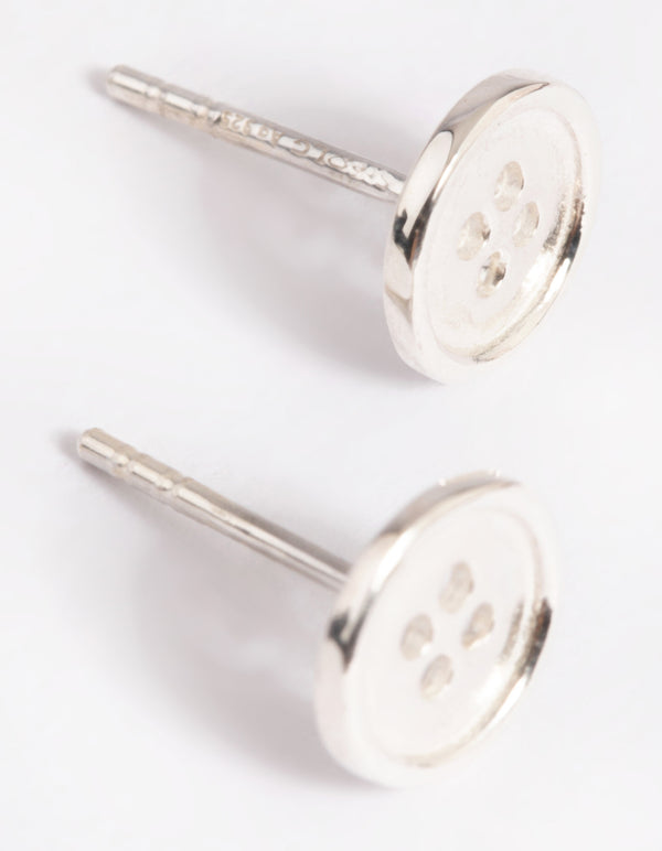 Sterling Silver Button Stud Earrings