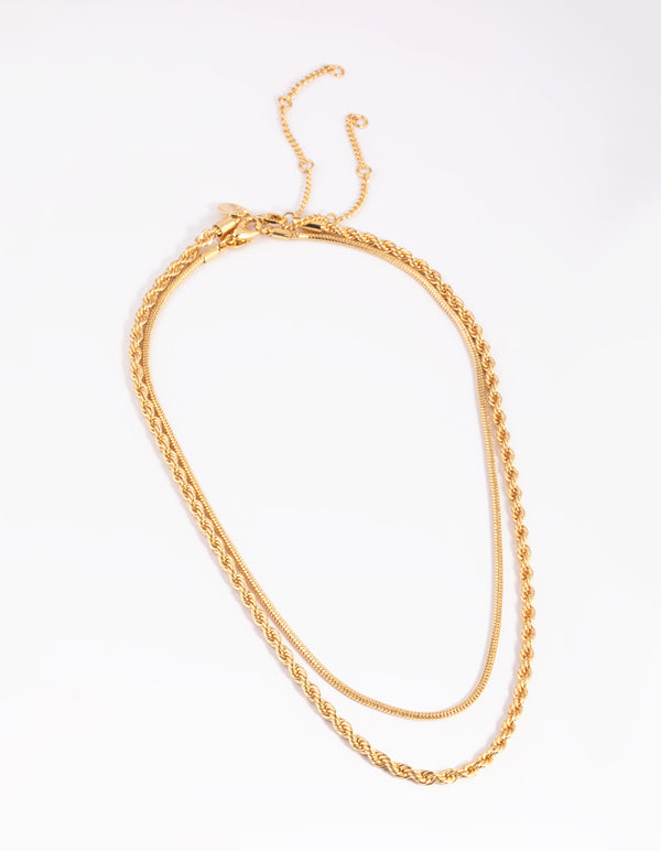 Gold Plated Twisted Snake Chain Necklace