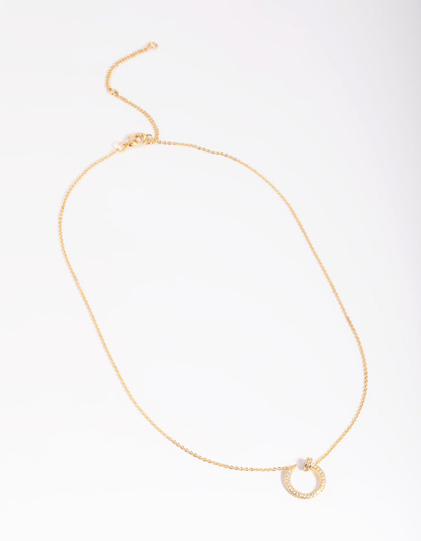 Gold Plated Cubic Zirconia Circle Necklace