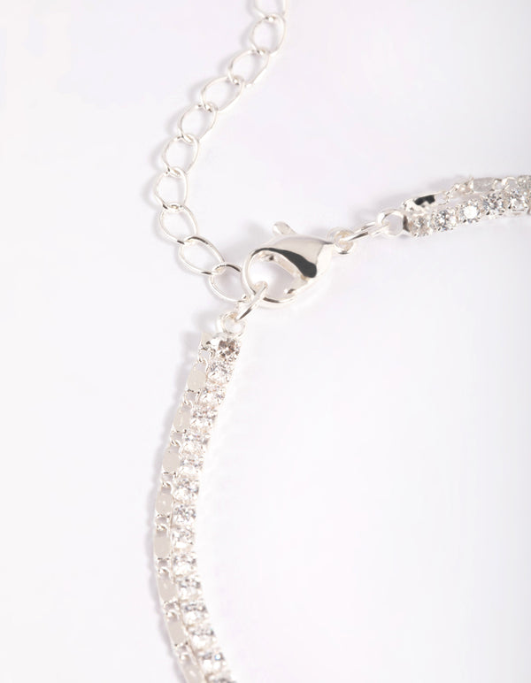 Silver Plated Brass Cubic Zirconia Anklet