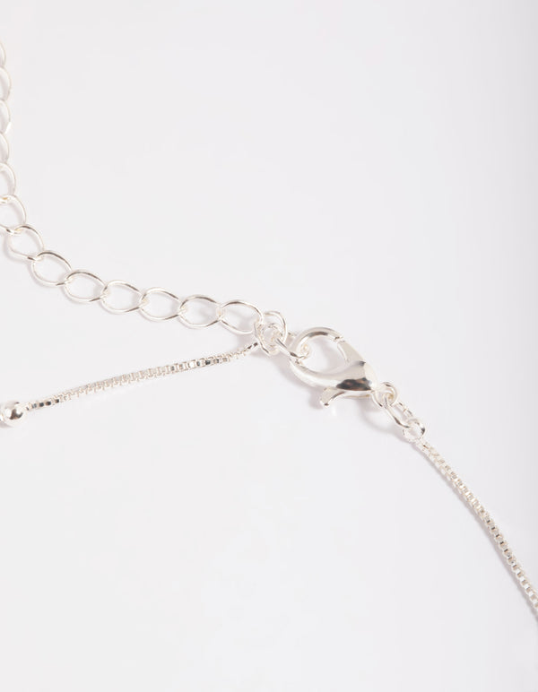 Silver Plated Brass Cubic Zirconia Ball Anklet