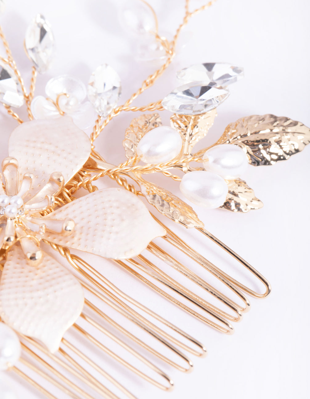 Blush Etched Flower Comb