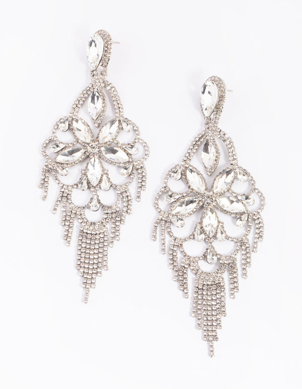 Silver Diamante Statement Earrings