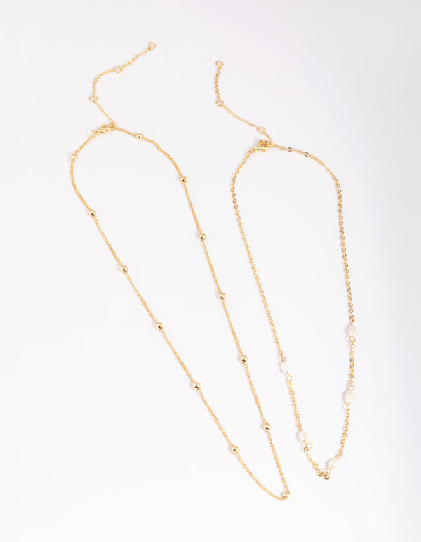 Gold Plated Freshwater Pearl Layered Necklace
