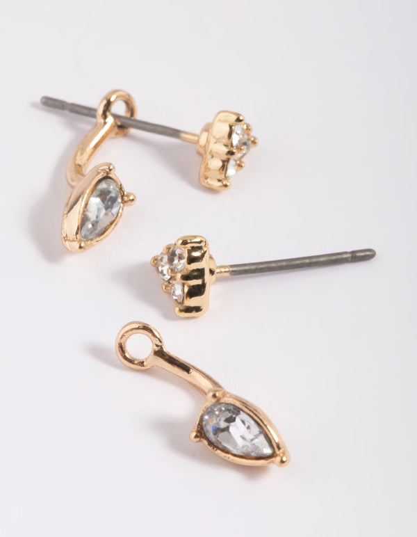 Gold Diamante Jacket Earrings