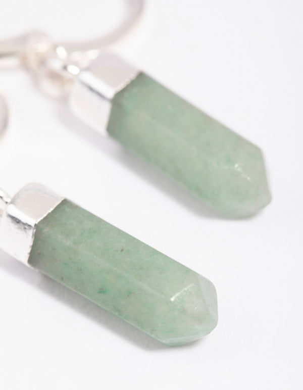 Green Flurite Shard Huggie Hoop Earrings