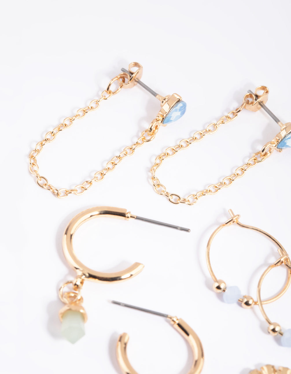 Gold & Blue Shard Stud & Hoop Earring 8-Pack