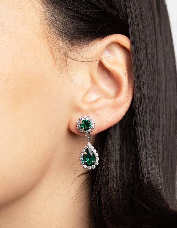 Silver Pear Pendant Necklace & Earrings Set