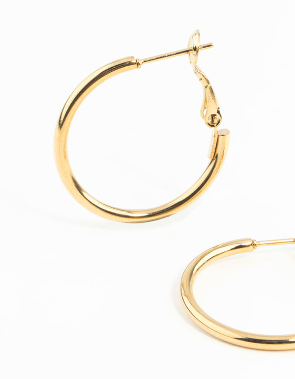 Waterproof Gold Plated Stainless Steel Thin Hoop Earring Pack