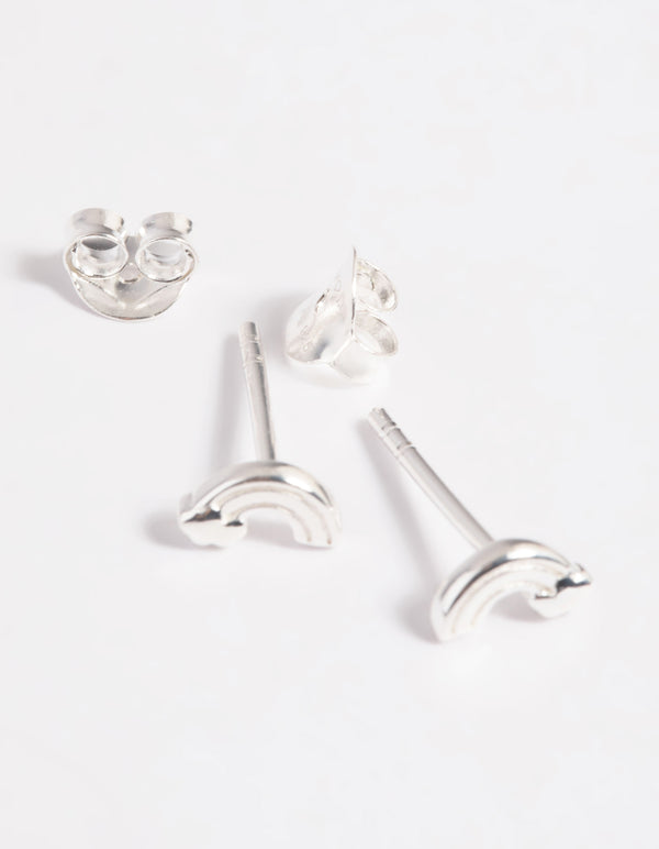 Sterling Silver Rainbow Stud Earrings