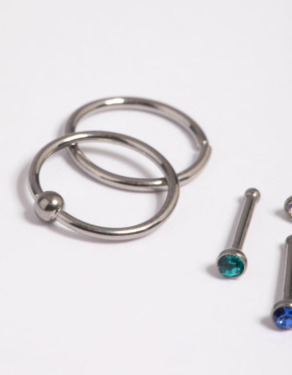 Titanium Nose Stud & Ring 6-Pack