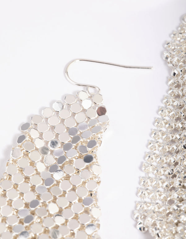 Silver Chain Mail Drop Earrings