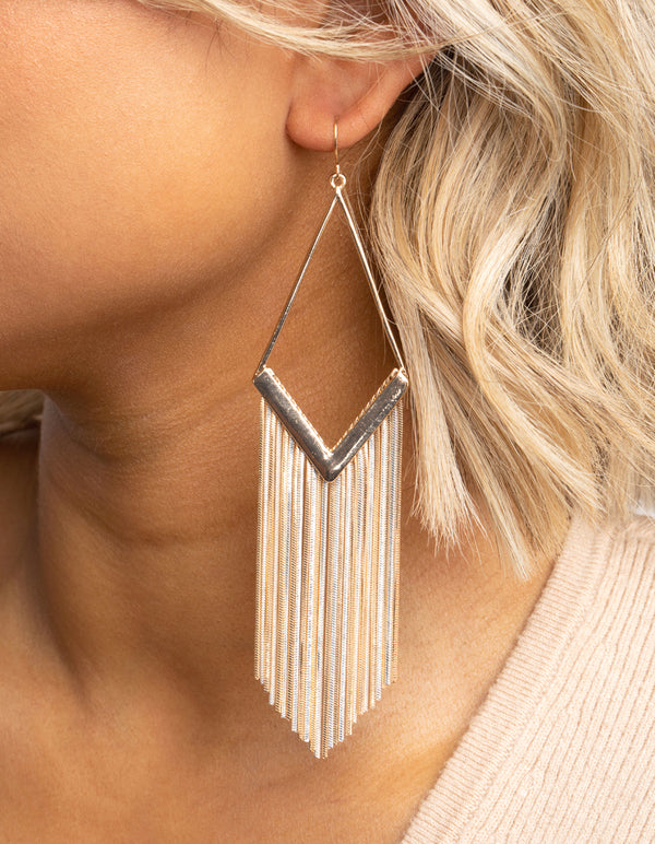 Mixed Metal Diamond Snakechain Earrings