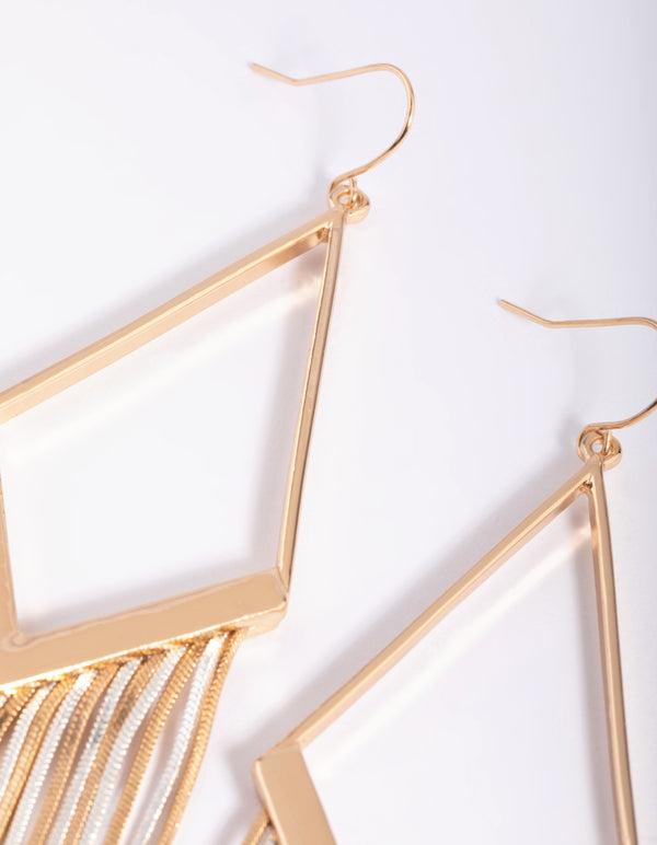 Mixed Metal Diamond Snakechain Earrings