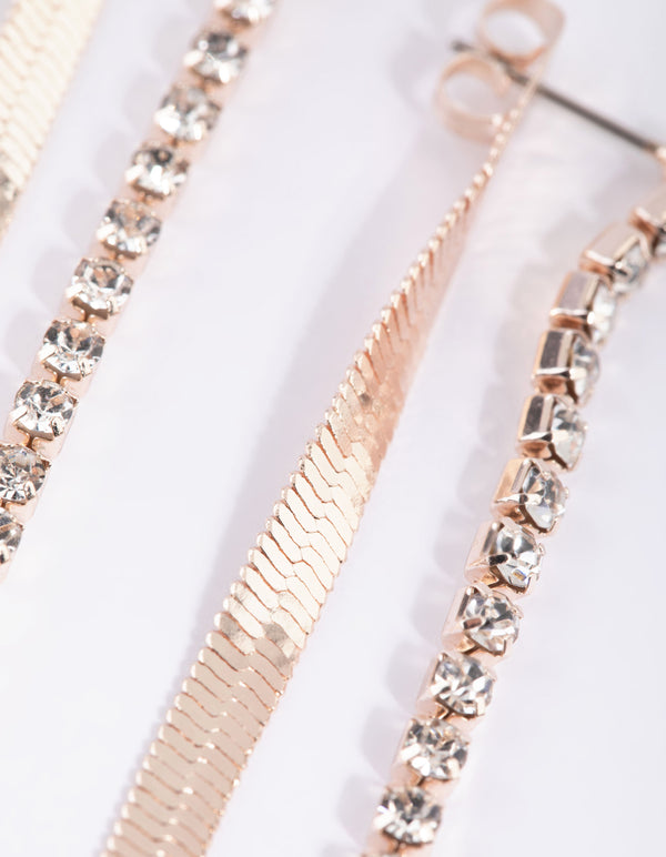 Rose Gold Flat Snake Chain Drop Earrings