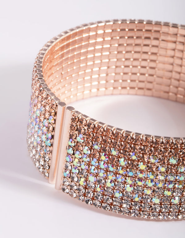 Rose Gold Diamante Ombre Cuff Bangle