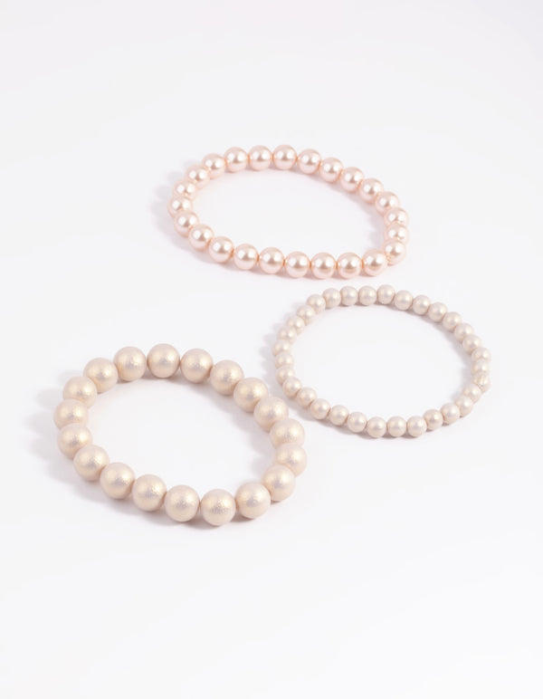 Gold Pearl & Bread Stretch Bracelet Pack