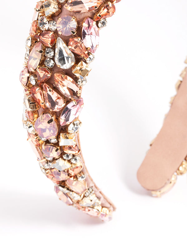 Pink Mixed Stone Headband
