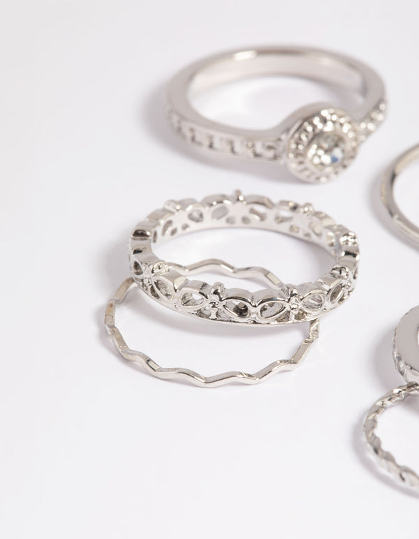 Rhodium Classic Ring Stack Pack
