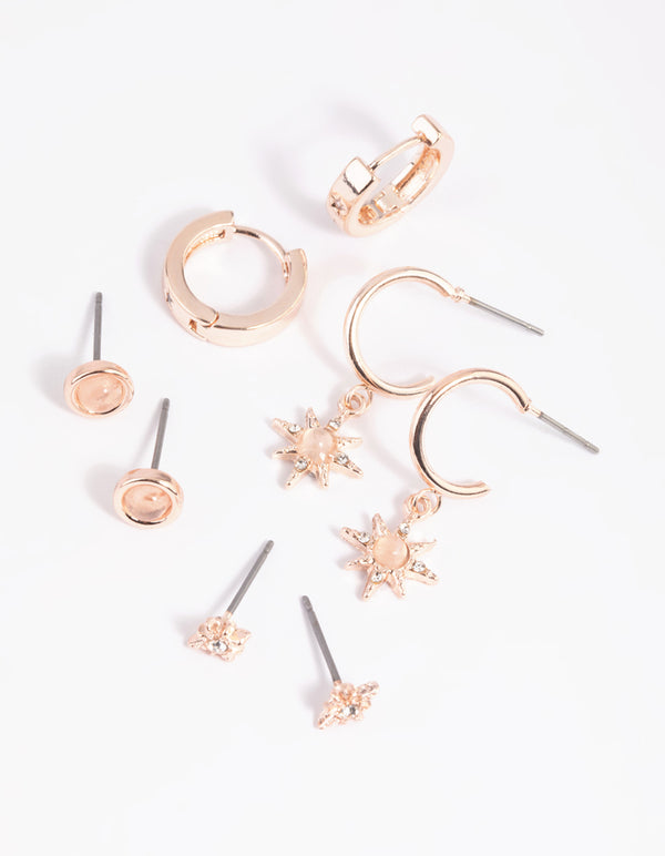 Rose Quartz Starburst Earring Stack Pack