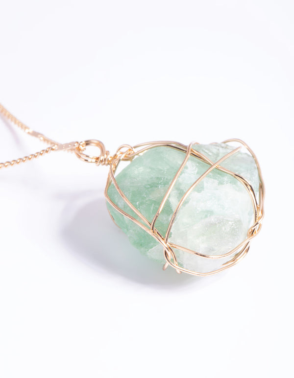 Green Fluorite Cage Statement Necklace