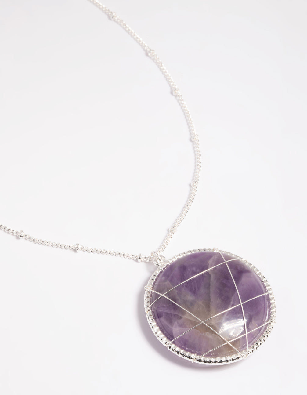 Amethyst Caged Stone Long Necklace