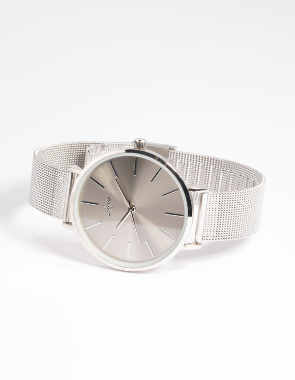 Silver Simple Mesh Strap Watch