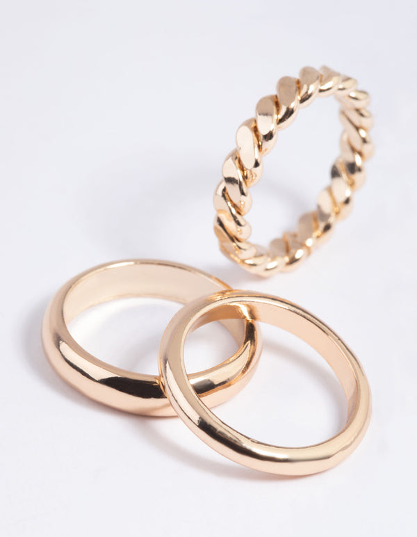 Gold Twisted Ring Stack Pack
