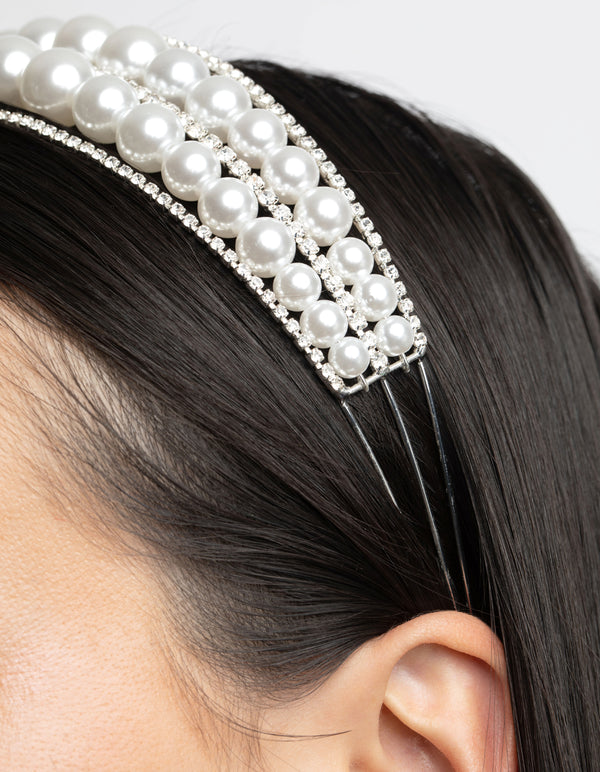 Silver Pearl Headband