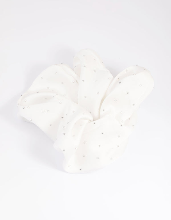 White Diamante Scrunchie
