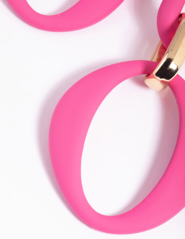 Pink Link Drop Earrings
