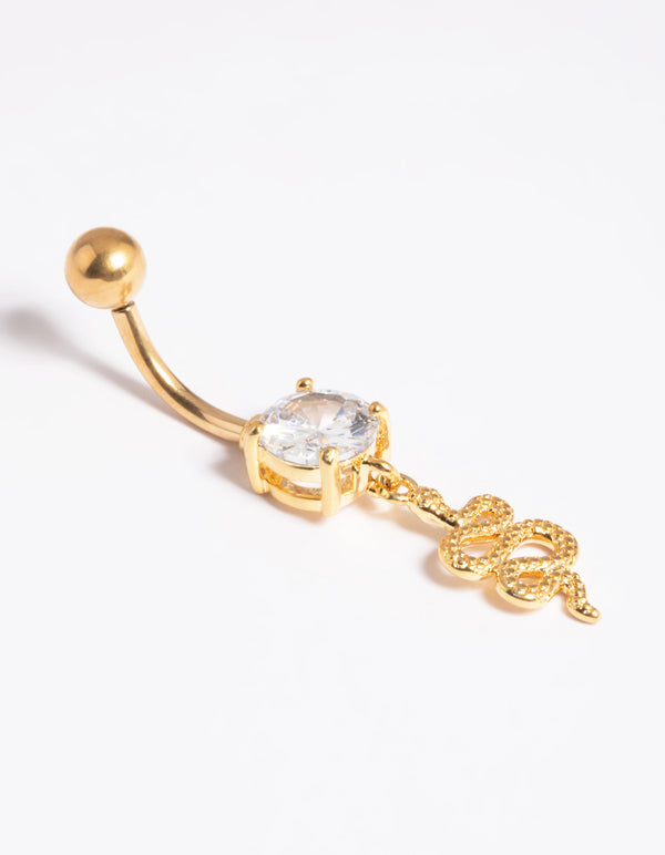 Gold Plated Titanium Threadless Snake Belly Bar